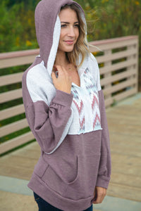 Tribal Cotton Thermal Chevron Out Seam Hoodie