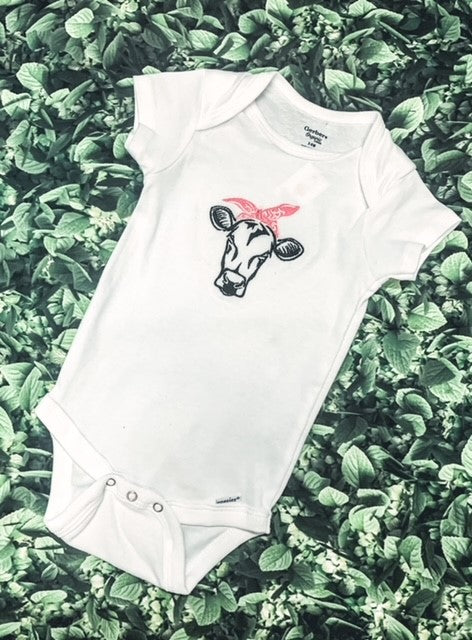 Embroidered cow onesie